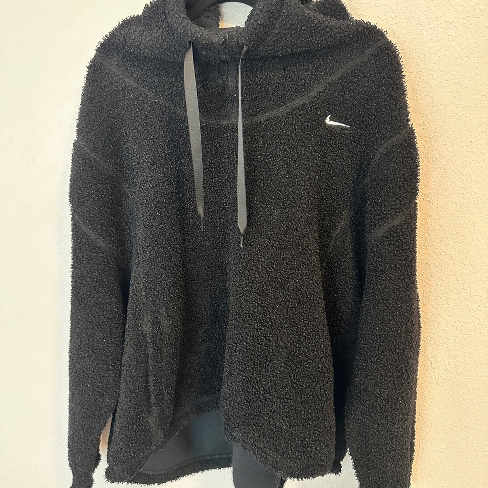 Nike Black Sherpa Pullover Cowl Neck Hoodie Plus Size